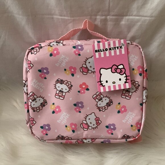 HELLO KITTY Floral Nylon Small Insulated Lunch Box in Pink - Picture 1 of 5